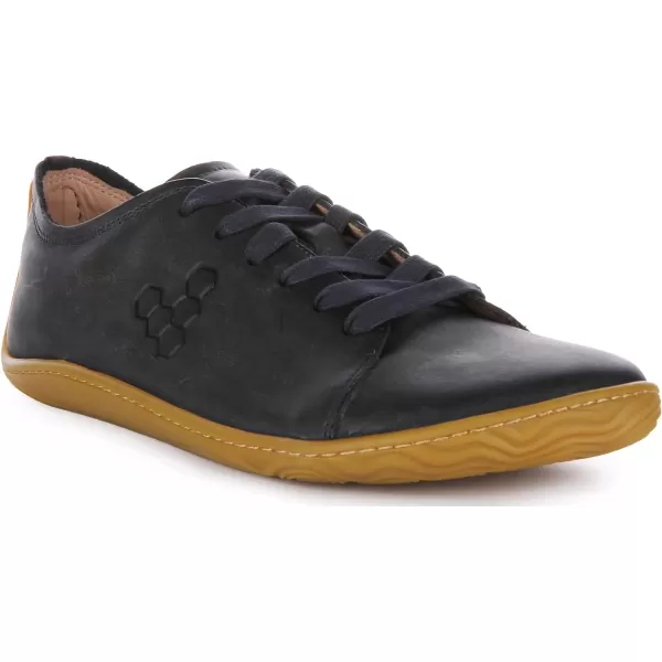 Vivobarefoot Addis Mens Classic Leather laceup with a Barefoot Feel  a Social ConscienceMidnight