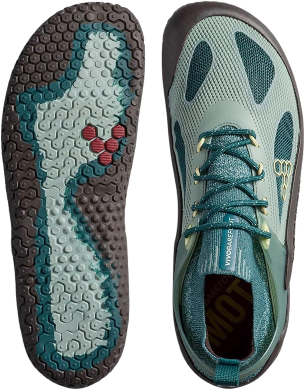 imageVivobarefoot Motus Strength Mens Training Shoe Breathable Mesh Flat Heel LaceUpGlacial Green