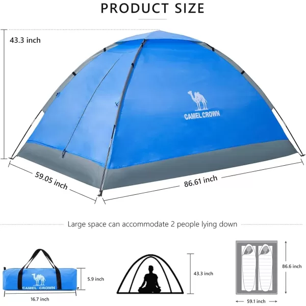 CAMEL CROWN 2345 Person Camping Dome Tent WaterproofSpacious Lightweight Portable Backpacking Tent for Outdoor CampingHikingBlue