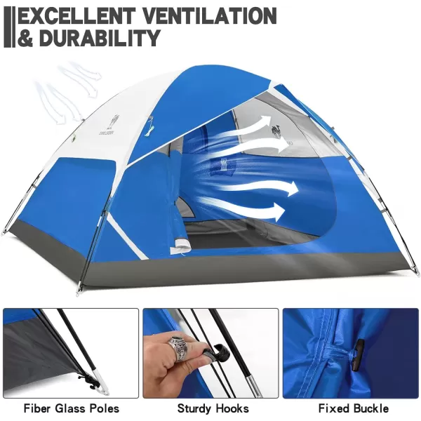 CAMEL CROWN 2345 Person Camping Dome Tent WaterproofSpacious Lightweight Portable Backpacking Tent for Outdoor CampingHikingBlue3