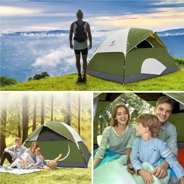 CAMEL CROWN 2345 Person Camping Dome Tent WaterproofSpacious Lightweight Portable Backpacking Tent for Outdoor CampingHikingGreen2