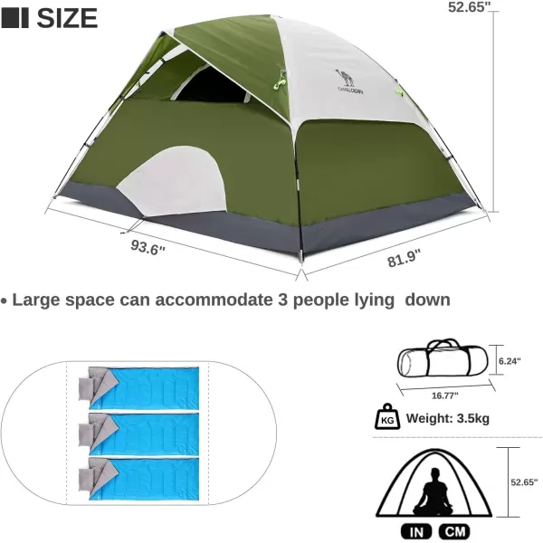 CAMEL CROWN 2345 Person Camping Dome Tent WaterproofSpacious Lightweight Portable Backpacking Tent for Outdoor CampingHikingGreen2