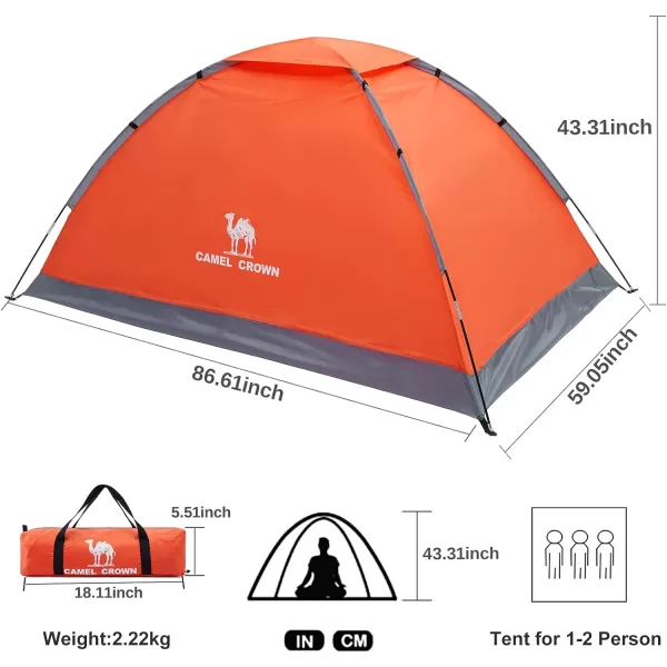 CAMEL CROWN 2345 Person Camping Dome Tent WaterproofSpacious Lightweight Portable Backpacking Tent for Outdoor CampingHikingOrange1