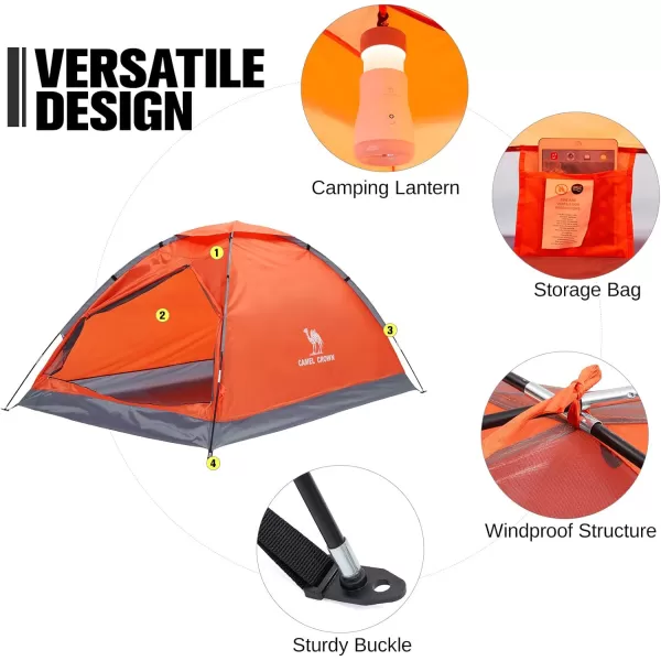 CAMEL CROWN 2345 Person Camping Dome Tent WaterproofSpacious Lightweight Portable Backpacking Tent for Outdoor CampingHikingOrange1