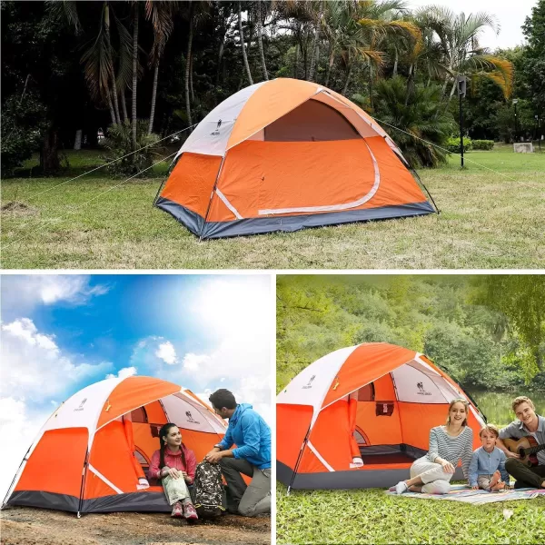 CAMEL CROWN 2345 Person Camping Dome Tent WaterproofSpacious Lightweight Portable Backpacking Tent for Outdoor CampingHikingOrange2