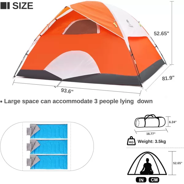 CAMEL CROWN 2345 Person Camping Dome Tent WaterproofSpacious Lightweight Portable Backpacking Tent for Outdoor CampingHikingOrange2