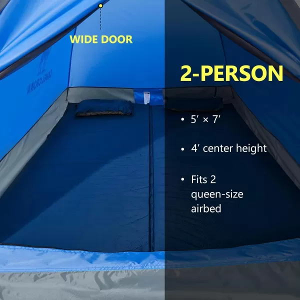 CAMEL CROWN 2345 Person Camping Dome Tent WaterproofSpacious Lightweight Portable Backpacking Tent for Outdoor CampingHikingSapphire Blue