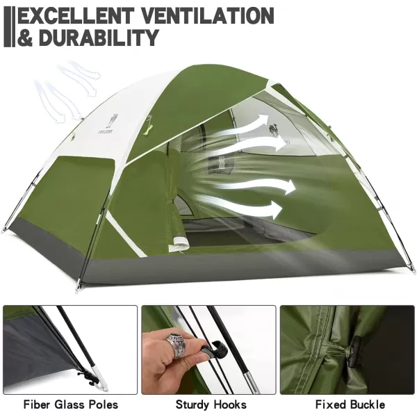 CAMEL CROWN 2345 Person Camping Dome Tent WaterproofSpacious Lightweight Portable Backpacking Tent for Outdoor CampingHikingarmy greengrey