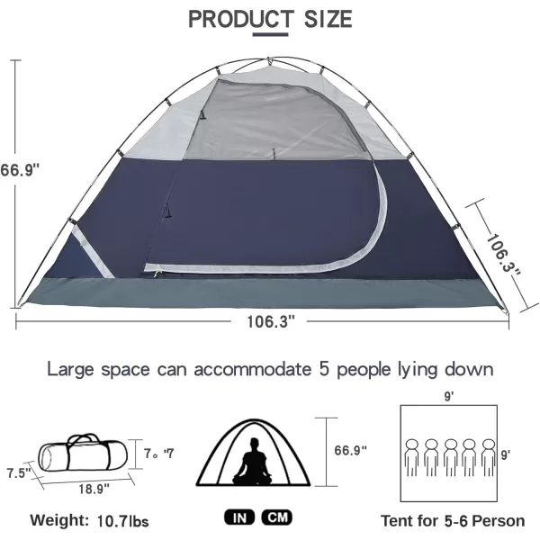 CAMEL CROWN 2345 Person Camping Dome Tent WaterproofSpacious Lightweight Portable Backpacking Tent for Outdoor CampingHikingnavy blue2