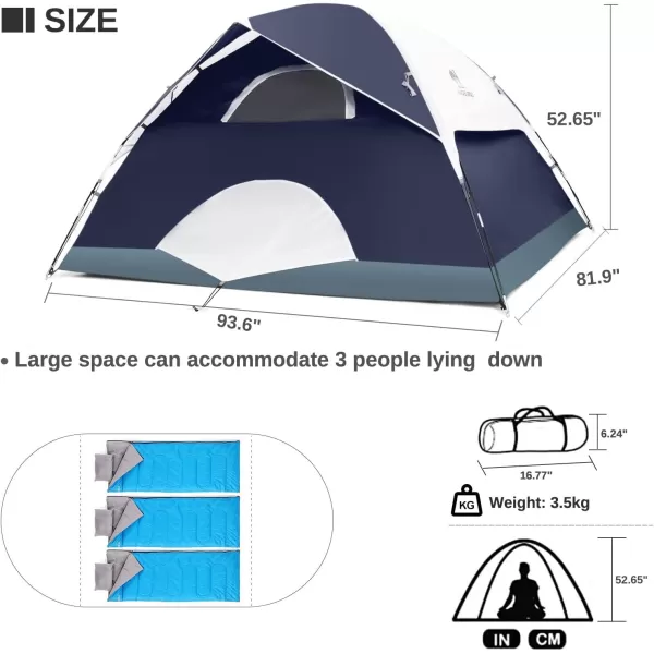 CAMEL CROWN 2345 Person Camping Dome Tent WaterproofSpacious Lightweight Portable Backpacking Tent for Outdoor CampingHikingnavy bluegrey