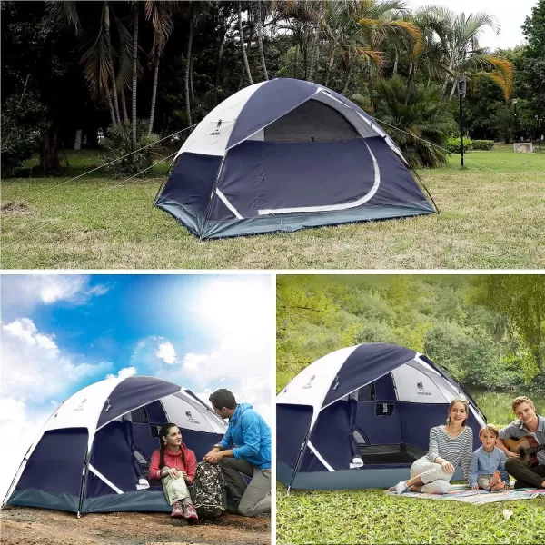 CAMEL CROWN 2345 Person Camping Dome Tent WaterproofSpacious Lightweight Portable Backpacking Tent for Outdoor CampingHikingnavy bluegrey