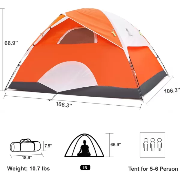 CAMEL CROWN 2345 Person Camping Dome Tent WaterproofSpacious Lightweight Portable Backpacking Tent for Outdoor CampingHikingorange