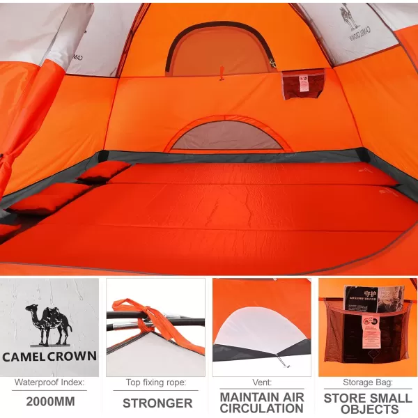 CAMEL CROWN 2345 Person Camping Dome Tent WaterproofSpacious Lightweight Portable Backpacking Tent for Outdoor CampingHikingorange