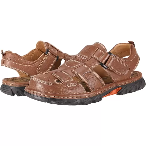 CAMEL CROWN Mens Leather Sandals Closed Toe Fishermen Sandal Comfortable for Hiking Beach Walking Summer Shoes Size712Brown5013