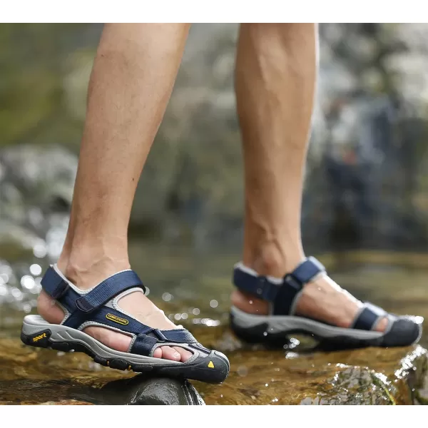 CAMEL CROWN Mens Waterproof Hiking Sandals Closed Toe Water Shoes Athletic Sport Sandals for Summer Outdoor Beach Wading BoatBlue
