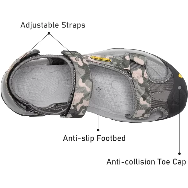 CAMEL CROWN Mens Waterproof Hiking Sandals Closed Toe Water Shoes Athletic Sport Sandals for Summer Outdoor Beach Wading BoatGray Camo