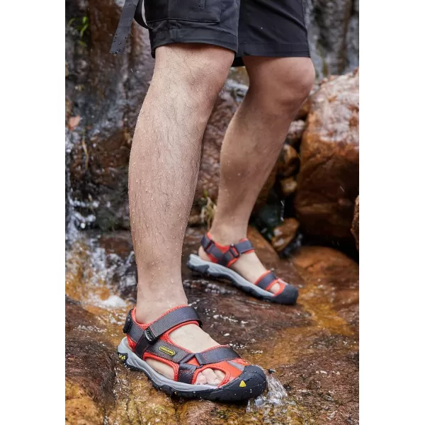 CAMEL CROWN Mens Waterproof Hiking Sandals Closed Toe Water Shoes Athletic Sport Sandals for Summer Outdoor Beach Wading BoatGrayOrange