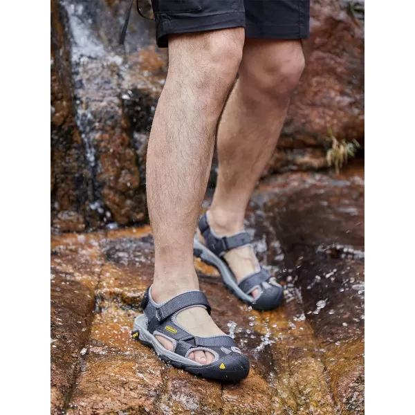 CAMEL CROWN Mens Waterproof Hiking Sandals Closed Toe Water Shoes Athletic Sport Sandals for Summer Outdoor Beach Wading BoatGrey