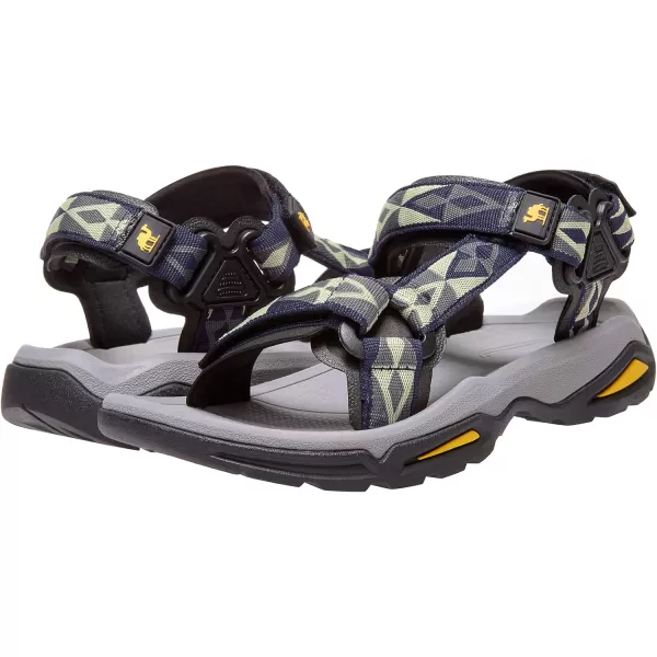 CAMEL CROWN Waterproof Hiking Sandals Women Arch Support Sport Sandals Comfortable Walking Water Sandals for Beach Travel AthleticDark Blue Yellow Grey