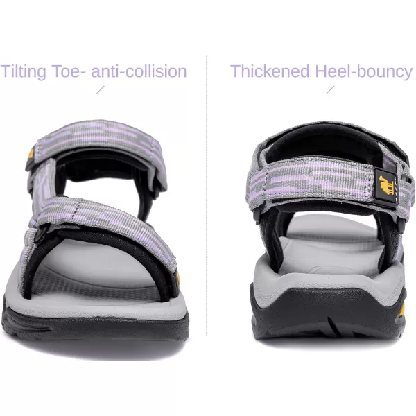 CAMEL CROWN Waterproof Hiking Sandals Women Arch Support Sport Sandals Comfortable Walking Water Sandals for Beach Travel AthleticGrey Purple