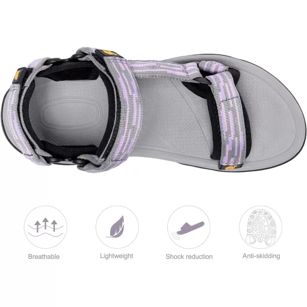 CAMEL CROWN Waterproof Hiking Sandals Women Arch Support Sport Sandals Comfortable Walking Water Sandals for Beach Travel AthleticGrey Purple