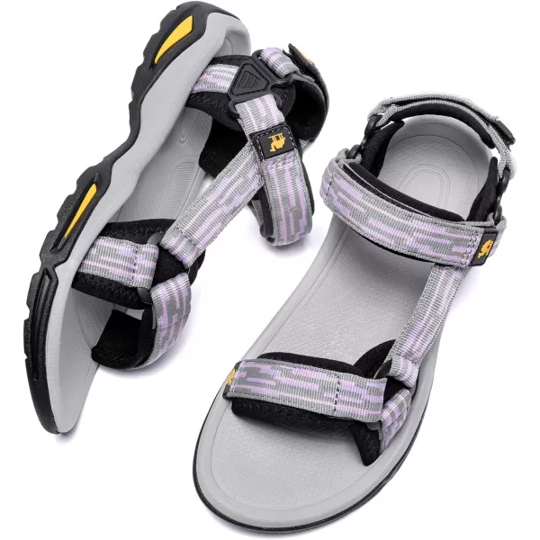 CAMEL CROWN Waterproof Hiking Sandals Women Arch Support Sport Sandals Comfortable Walking Water Sandals for Beach Travel AthleticGrey Purple