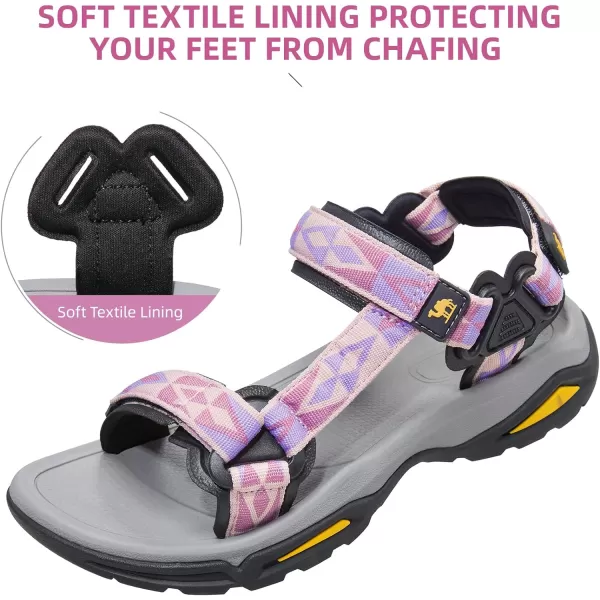 CAMEL CROWN Waterproof Hiking Sandals Women Arch Support Sport Sandals Comfortable Walking Water Sandals for Beach Travel AthleticOrangePurple