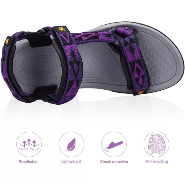 CAMEL CROWN Waterproof Hiking Sandals Women Arch Support Sport Sandals Comfortable Walking Water Sandals for Beach Travel AthleticPurple