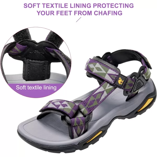 CAMEL CROWN Waterproof Hiking Sandals Women Arch Support Sport Sandals Comfortable Walking Water Sandals for Beach Travel AthleticPurple Grey Green