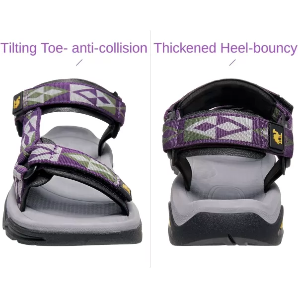 CAMEL CROWN Waterproof Hiking Sandals Women Arch Support Sport Sandals Comfortable Walking Water Sandals for Beach Travel AthleticPurple Grey Green