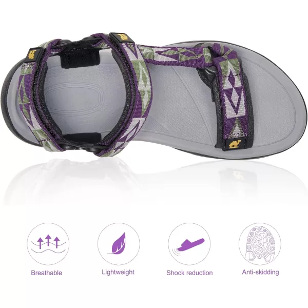 CAMEL CROWN Waterproof Hiking Sandals Women Arch Support Sport Sandals Comfortable Walking Water Sandals for Beach Travel AthleticPurple Grey Green