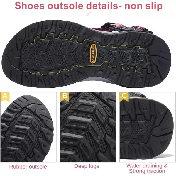 CAMEL CROWN Waterproof Hiking Sandals Women Arch Support Sport Sandals Comfortable Walking Water Sandals for Beach Travel AthleticRed