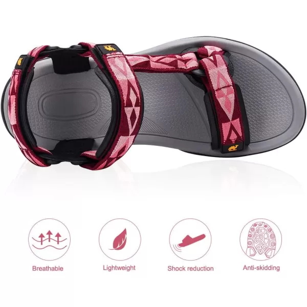 CAMEL CROWN Waterproof Hiking Sandals Women Arch Support Sport Sandals Comfortable Walking Water Sandals for Beach Travel AthleticRed