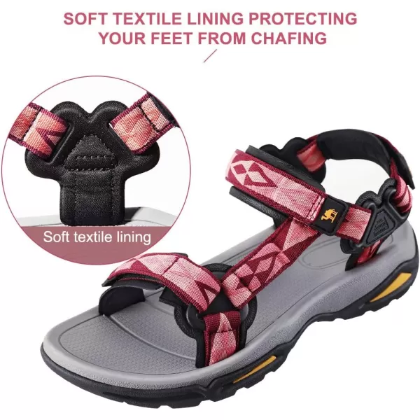 CAMEL CROWN Waterproof Hiking Sandals Women Arch Support Sport Sandals Comfortable Walking Water Sandals for Beach Travel AthleticRed