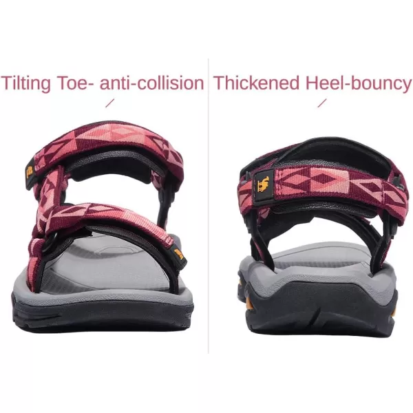 CAMEL CROWN Waterproof Hiking Sandals Women Arch Support Sport Sandals Comfortable Walking Water Sandals for Beach Travel AthleticRed