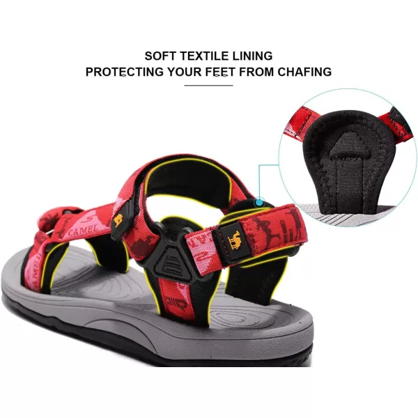 CAMEL CROWN Waterproof Hiking Sandals Women Arch Support Sport Sandals Comfortable Walking Water Sandals for Beach Travel AthleticRed2