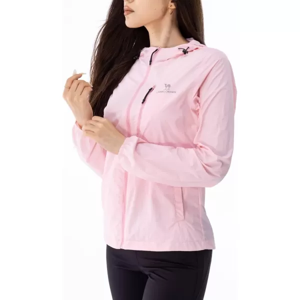 CAMEL CROWN Womens UPF 50 Sun Protection Hoodie Jacket Lightweight Long Sleeve Sun Shirt Women for Hiking with Pocket ZipupPink