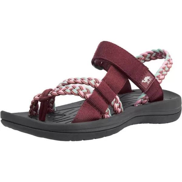 CAMEL CROWN Hiking Sandals for Women Comfortable Athletic Sport Sandal with Arch Support for Casual Walking Outdoors Water Beach VacationWine Red