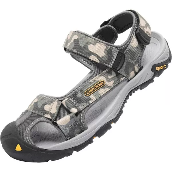 CAMEL CROWN Mens Waterproof Hiking Sandals Closed Toe Water Shoes Athletic Sport Sandals for Summer Outdoor Beach Wading BoatGray Camo