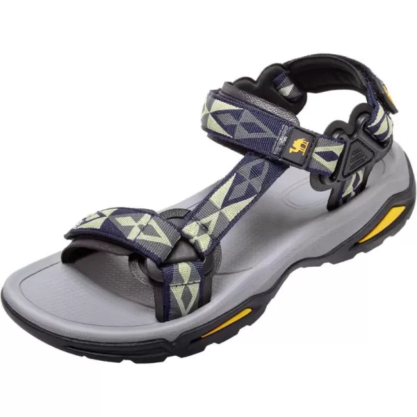 CAMEL CROWN Waterproof Hiking Sandals Women Arch Support Sport Sandals Comfortable Walking Water Sandals for Beach Travel AthleticDark Blue Yellow Grey