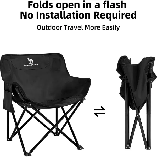 CAMEL CROWN Camping Chairs Portable Chair Compact Lightweight Folding Camping Chairs with Side Pocket and Carrying Bag for Adults Hiking Beach Outdoor Chair Supports 265 LbsBlack