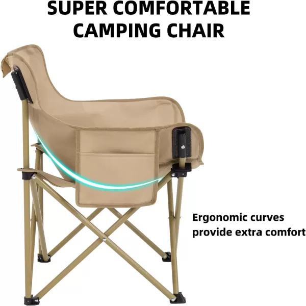 CAMEL CROWN Camping Chairs Portable Chair Compact Lightweight Folding Camping Chairs with Side Pocket and Carrying Bag for Adults Hiking Beach Outdoor Chair Supports 265 LbsKhaki