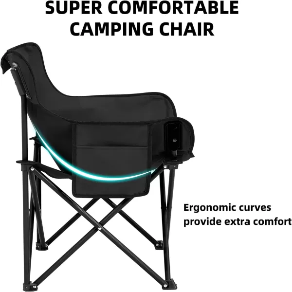 CAMEL CROWN Camping Chairs Portable Chair Compact Lightweight Folding Camping Chairs with Side Pocket and Carrying Bag for Adults Hiking Beach Outdoor Chair Supports 265 LbsBlack