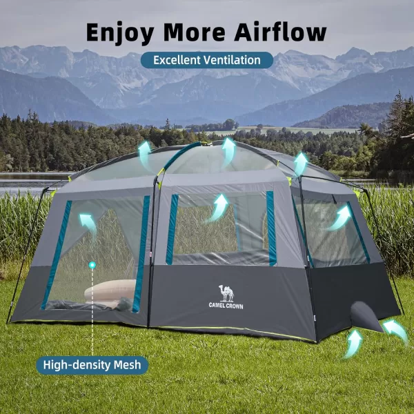 CAMEL CROWN Camping Tents 10 Person Family Cabin Tent with 2 Doors and 4 Windows Large Multiple Room Tent with Floor Mats Tents for Camping Outdoor HikingNavy Blue