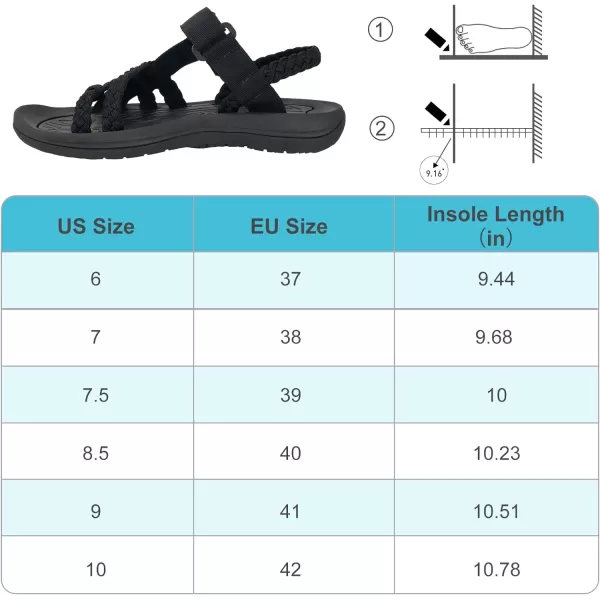 CAMEL CROWN Hiking Sandals for Women Comfortable Athletic Sport Sandal with Arch Support for Casual Walking Outdoors Water Beach VacationBlack