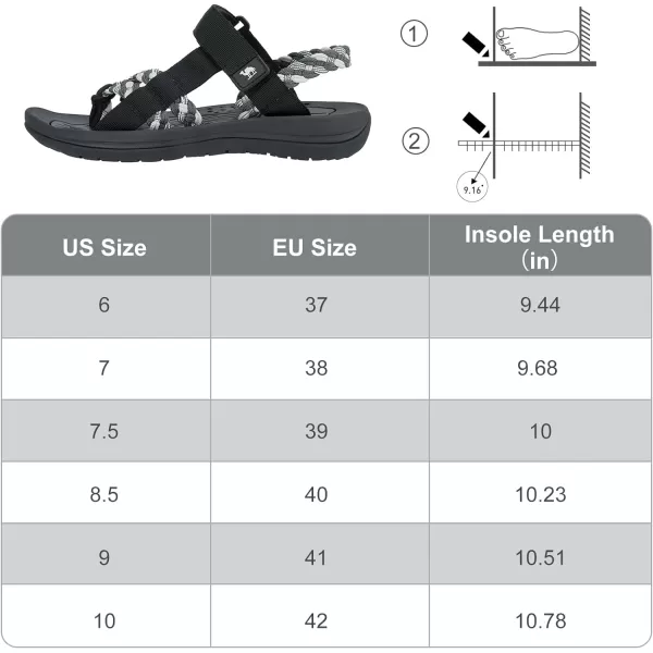 CAMEL CROWN Hiking Sandals for Women Comfortable Athletic Sport Sandal with Arch Support for Casual Walking Outdoors Water Beach VacationBlackWhite