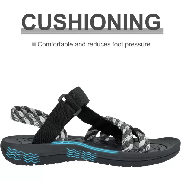 CAMEL CROWN Hiking Sandals for Women Comfortable Athletic Sport Sandal with Arch Support for Casual Walking Outdoors Water Beach VacationBlackWhite