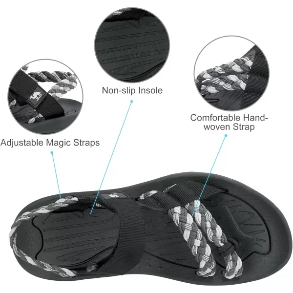 CAMEL CROWN Hiking Sandals for Women Comfortable Athletic Sport Sandal with Arch Support for Casual Walking Outdoors Water Beach VacationBlackWhite