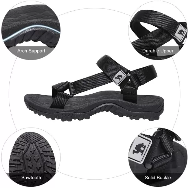 CAMEL CROWN Hiking Sport Sandals for Women Antiskidding Water Sandals Comfortable Athletic Sandals for Outdoor Wading BeachBlack