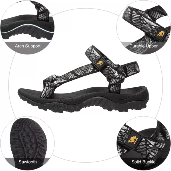 CAMEL CROWN Hiking Sport Sandals for Women Antiskidding Water Sandals Comfortable Athletic Sandals for Outdoor Wading BeachBlackWhite